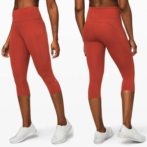 LULULEMON Fast and Free Crop II 19" *Non-Reflective Magma Size 4